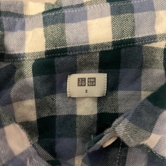 🔴 Uniqlo Womens Flannel Shirt Green, Blue and White - Picture 4 of 6